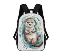 sinyumoney Children's Backpack, Cute Otter Watercolor Schoolbag Large Capacity Students Bookbag Rucksack Knapsack for Boys Girls Adults Teen 17inch