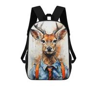 sinyumoney Children's Backpack, Deer in A Tie Schoolbag Large Capacity Students Bookbag Rucksack Knapsack for Boys Girls Adults Teen 17inch