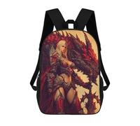 sinyumoney Children's Backpack, Dragon Armor Fantasy Woman Schoolbag Large Capacity Students Bookbag Rucksack Knapsack for Boys Girls Adults Teen 17inch