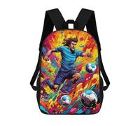 sinyumoney Children's Backpack, Dynamic Soccer Artwork Schoolbag Large Capacity Students Bookbag Rucksack Knapsack for Boys Girls Adults Teen 17inch