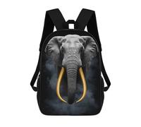sinyumoney Children's Backpack Elephant with Golden Tusks on Black School Rucksack 3D School Bag Kids School Backpack School Bags Fashion Backpack with Pocket Book Bags 17inch