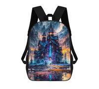 sinyumoney Children's Backpack, Enchanted Castle in Fantasy Land Schoolbag Large Capacity Students Bookbag Rucksack Knapsack for Boys Girls Adults Teen 17inch