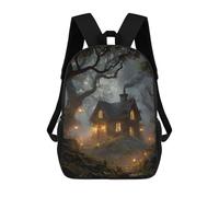 sinyumoney Children's Backpack, Enchanted Forest Cottage Schoolbag Large Capacity Students Bookbag Rucksack Knapsack for Boys Girls Adults Teen 17inch