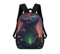 sinyumoney Children's Backpack, Enchanted Forest Frog -1 Schoolbag Large Capacity Students Bookbag Rucksack Knapsack for Boys Girls Adults Teen 17inch