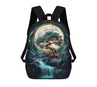 sinyumoney Children's Backpack, Enchanted Moonlit Forest Schoolbag Large Capacity Students Bookbag Rucksack Knapsack for Boys Girls Adults Teen 17inch