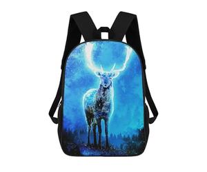 sinyumoney Children's Backpack, Enchanted Winter Deer Schoolbag Large Capacity Students Bookbag Rucksack Knapsack for Boys Girls Adults Teen 17inch