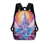 sinyumoney Children's Backpack, Fantasy Castle in The Sky Schoolbag Large Capacity Students Bookbag Rucksack Knapsack for Boys Girls Adults Teen 17inch