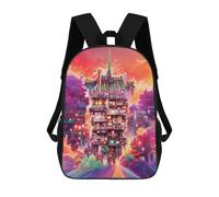 sinyumoney Children's Backpack, Fantasy Cityscape Vibrant Urban Dreamscape Schoolbag Large Capacity Students Bookbag Rucksack Knapsack for Boys Girls Adults Teen 17inch
