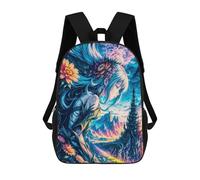 sinyumoney Children's Backpack, Fantasy Floral Journey Schoolbag Large Capacity Students Bookbag Rucksack Knapsack for Boys Girls Adults Teen 17inch