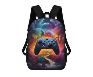 sinyumoney Children's Backpack, Fantasy Game Controller Artwork -3 Schoolbag Large Capacity Students Bookbag Rucksack Knapsack for Boys Girls Adults Teen 17inch