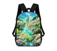 sinyumoney Children's Backpack, Fantasy Underwater Cityscape Schoolbag Large Capacity Students Bookbag Rucksack Knapsack for Boys Girls Adults Teen 17inch