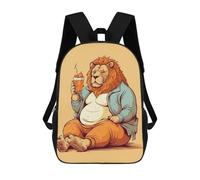 sinyumoney Children's Backpack Fat Lion Animal Art School Rucksack 3D School Bag Kids School Backpack School Bags Fashion Backpack with Pocket Book Bags 17inch