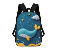 sinyumoney Children's Backpack Felt Whale in A Dreamy Seascape School Rucksack 3D School Bag Kids School Backpack School Bags Fashion Backpack with Pocket Book Bags 17inch