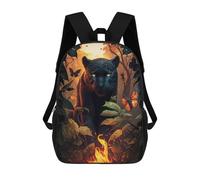 sinyumoney Children's Backpack Fiery Black Panther School Rucksack 3D School Bag Kids School Backpack School Bags Fashion Backpack with Pocket Book Bags 17inch
