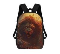 sinyumoney Children's Backpack, Fiery Lion Roar -4 Schoolbag Large Capacity Students Bookbag Rucksack Knapsack for Boys Girls Adults Teen 17inch