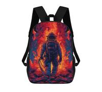 sinyumoney Children's Backpack Firefighter Flame School Rucksack 3D School Bag Kids School Backpack School Bags Fashion Backpack with Pocket Book Bags 17inch