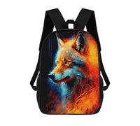 sinyumoney Children's Backpack, Flame Wolf Portrait -1 Schoolbag Large Capacity Students Bookbag Rucksack Knapsack for Boys Girls Adults Teen 17inch