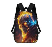 sinyumoney Children's Backpack, Flaming Skull Artwork -4 Schoolbag Large Capacity Students Bookbag Rucksack Knapsack for Boys Girls Adults Teen 17inch