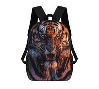 sinyumoney Children's Backpack, Flaming Tiger Portrait Schoolbag Large Capacity Students Bookbag Rucksack Knapsack for Boys Girls Adults Teen 17inch