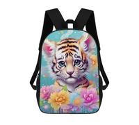 sinyumoney Children's Backpack, Floral Tiger Cub Fantasy Schoolbag Large Capacity Students Bookbag Rucksack Knapsack for Boys Girls Adults Teen 17inch
