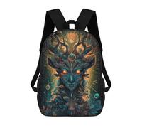 sinyumoney Children's Backpack, Forest Spirit Portrait Schoolbag Large Capacity Students Bookbag Rucksack Knapsack for Boys Girls Adults Teen 17inch