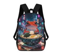 sinyumoney Children's Backpack, Frog Eating Ramen Schoolbag Large Capacity Students Bookbag Rucksack Knapsack for Boys Girls Adults Teen 17inch