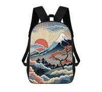 sinyumoney Children's Backpack Fuji Sunrise Retro Art School Rucksack 3D School Bag Kids School Backpack School Bags Fashion Backpack with Pocket Book Bags 17inch