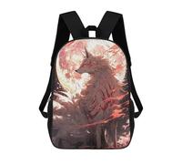 sinyumoney Children's Backpack Full Moon Sakura Kitsune School Rucksack 3D School Bag Kids School Backpack School Bags Fashion Backpack with Pocket Book Bags 17inch