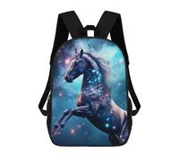 sinyumoney Children's Backpack, Galactic Horse Majesty -3 Schoolbag Large Capacity Students Bookbag Rucksack Knapsack for Boys Girls Adults Teen 17inch