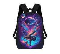 sinyumoney Children's Backpack, Galactic Piano Dreamscape Schoolbag Large Capacity Students Bookbag Rucksack Knapsack for Boys Girls Adults Teen 17inch