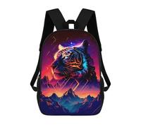 sinyumoney Children's Backpack, Galactic Tiger Majesty -1 Schoolbag Large Capacity Students Bookbag Rucksack Knapsack for Boys Girls Adults Teen 17inch