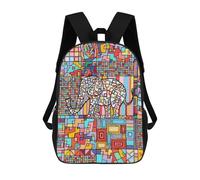 sinyumoney Children's Backpack Geometric Abstract Mosaic Cubism Elephant Art School Rucksack 3D School Bag Kids School Backpack School Bags Fashion Backpack with Pocket Book Bags 17inch