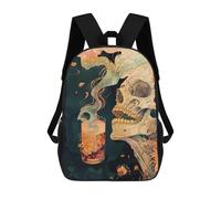 sinyumoney Children's Backpack, Ghostly Sip Schoolbag Large Capacity Students Bookbag Rucksack Knapsack for Boys Girls Adults Teen 17inch