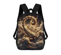 sinyumoney Children's Backpack, Golden Scorpio Rising Schoolbag Large Capacity Students Bookbag Rucksack Knapsack for Boys Girls Adults Teen 17inch