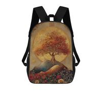 sinyumoney Children's Backpack, Golden Tree of Life Tapestry Schoolbag Large Capacity Students Bookbag Rucksack Knapsack for Boys Girls Adults Teen 17inch