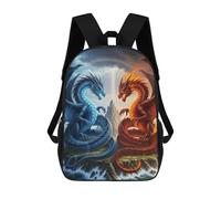 sinyumoney Children's Backpack Ice And Fire Dragons Confrontation School Rucksack 3D School Bag Kids School Backpack School Bags Fashion Backpack with Pocket Book Bags 17inch