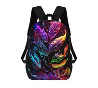 sinyumoney Children's Backpack, Iridescent Leaf Artwork Schoolbag Large Capacity Students Bookbag Rucksack Knapsack for Boys Girls Adults Teen 17inch