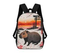 sinyumoney Children's Backpack Japan Painting Capybara School Rucksack 3D School Bag Kids School Backpack School Bags Fashion Backpack with Pocket Book Bags 17inch