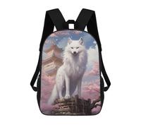 sinyumoney Children's Backpack Kitsune Fox School Rucksack 3D School Bag Kids School Backpack School Bags Fashion Backpack with Pocket Book Bags 17inch
