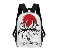 sinyumoney Children's Backpack Kitsune Nine Tailed Fox School Rucksack 3D School Bag Kids School Backpack School Bags Fashion Backpack with Pocket Book Bags 17inch