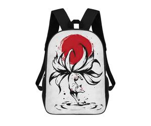 sinyumoney Children's Backpack Kitsune Nine Tailed Fox School Rucksack 3D School Bag Kids School Backpack School Bags Fashion Backpack with Pocket Book Bags 17inch