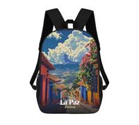 sinyumoney Children's Backpack La Paz, Bolivia Street View School Rucksack 3D School Bag Kids School Backpack School Bags Fashion Backpack with Pocket Book Bags 17inch