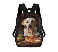 sinyumoney Children's Backpack Labrador Retriever Pizza School Rucksack 3D School Bag Kids School Backpack School Bags Fashion Backpack with Pocket Book Bags 17inch