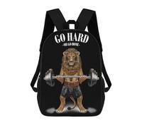 sinyumoney Children's Backpack Lion Weightlifting School Rucksack 3D School Bag Kids School Backpack School Bags Fashion Backpack with Pocket Book Bags 17inch