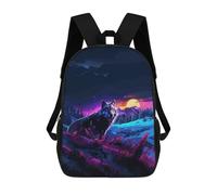 sinyumoney Children's Backpack, Lone Wolf Schoolbag Large Capacity Students Bookbag Rucksack Knapsack for Boys Girls Adults Teen 17inch