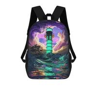 sinyumoney Children's Backpack Luminous Lighthouse School Rucksack 3D School Bag Kids School Backpack School Bags Fashion Backpack with Pocket Book Bags 17inch