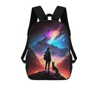 sinyumoney Children's Backpack Man And His Dog Universe School Rucksack 3D School Bag Kids School Backpack School Bags Fashion Backpack with Pocket Book Bags 17inch