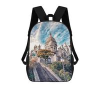 sinyumoney Children's Backpack Montmartre Vibes School Rucksack 3D School Bag Kids School Backpack School Bags Fashion Backpack with Pocket Book Bags 17inch