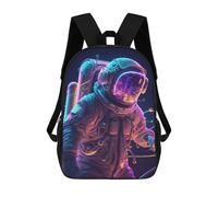 sinyumoney Children's Backpack, Neon Astronaut Portrait Schoolbag Large Capacity Students Bookbag Rucksack Knapsack for Boys Girls Adults Teen 17inch
