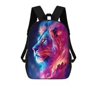sinyumoney Children's Backpack, Neon Lion Profile Schoolbag Large Capacity Students Bookbag Rucksack Knapsack for Boys Girls Adults Teen 17inch